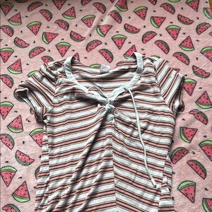 No Boundaries Red and White Short Sleeve Tee